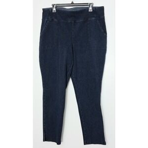 Women with Control Jeans Women's Size XL Blue Pull-on Slim Leg Split Hem Pockets